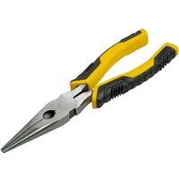 Stanley Long Nose Pliers Control Grip 200Mm (8In) in Yellow