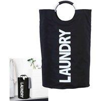 Xample Collapsible Fabric Laundry Hamper, Foldable Clothes Bag, Washing Bin Basket in Black