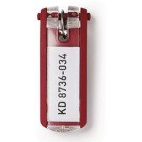 Durable Key Clips Organisational Label Hooks - 6 Pack - Red