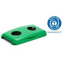 Durable 60L Hinged Bin Lid Green - Two Holes for Cans & Bottles - Durabin | Size: 1 Pack