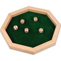 Goki Wooden Dice Plate with 5 Dice - 27.5 cm Diameter | Size: 1 Pack