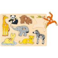 Goki Wooden 8 Piece Wild Baby Animals Lift Out Puzzle | Size: 1 Pack