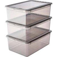 Keeeper Set of 3 Storage Boxes 11 Litre with Lid & Air Control System in Clear