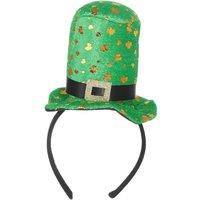 tectake St Patrick's Day Golden Shamrock Mini Top Hat in Green