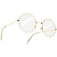 tectake Round Retro Golden Glasses in Gold