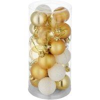 tectake Christmas Baubles - 24-Piece Set In White & Gold