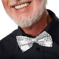 tectake Sequin Bow Tie in Silver