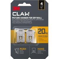 3M CLAW Drywall Picture Hanger 20 kg 3PH20-4UKN, 4 Hangers in White