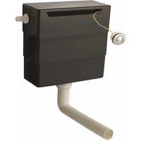 Nes Home Universal Plastic Concealed Toilet Cistern With L Bend & Dual Flush Button in Black