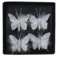 Garden Greatness 4 Pack Sparkle Butterfly Tree Clips in White | Size: 1 Pack