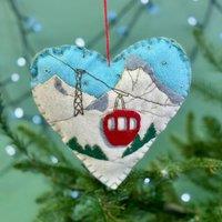 The Alphabet Gift Shop Fabric Heart Skiing Bauble in Blue