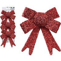 Garden Greatness Set Of 3 Decorative Red Tinsel Bows | Size: 1 Pack