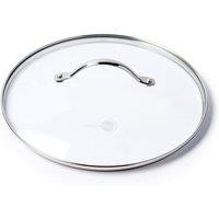 simpa Universal Glass Lid with Stainless Steel Handle, 26cm Dia in Metallic Silver