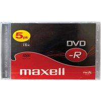 Maxell DVD-R 5 Pack Jewel Case 5mm 16x Speed in Black