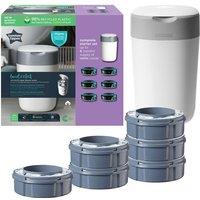 Tommee Tippee Twist & Click Advanced Nappy Disposal System, White + x6 Cassettes