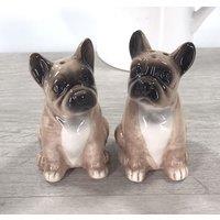 Animal Crackers French Bulldog Ceramic Salt & Pepper Shaker Set in Light Tan