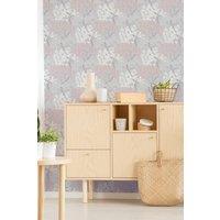 Fresco Lykkes Tree Ochre Floral Wallpaper in Pink | Size: 10000mm x 520mm
