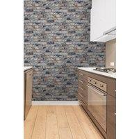 Fresco White/Grey House Industrial Brick Paste the Paper Wallpaper in Blue | Size: 10000mm x 520mm