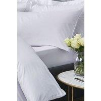 Catherine Lansfield 'Satin Stripe 300 Thread Count' 30cm Depth Sheets in White | Size: Double Fitted
