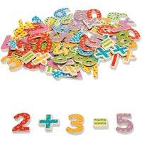 Tidlo Educational Wooden Magnetic Numbers & Symbols (100 Pieces)