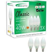 BELL Lighting E14 Candle LED Bulb Natural White 4.7W 470lm Small Screw Light Bulb | Size: Pack of 3