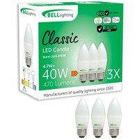 BELL Lighting Dimmable E27 LED Bulb Warm White 4.7W 470lm 40W Screw Light | Size: Pack of 3