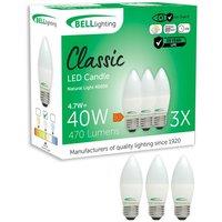 BELL Lighting Dimmable E27 LED Bulb Natural White 4.7W 470lm 40W Light | Size: Pack of 3