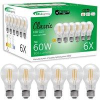 BELL Lighting E27 Filament LED Bulbs Warm White 7W 810lm | Classic Screw Cap Light | Size: Pack of 3