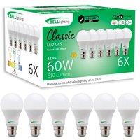 BELL Lighting B22 LED Bulb Natural White 8.1W 810lm Bayonet Cap Non-Dimmable Light | Size: Pack of 6