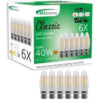 BELL Lighting B22 LED Filament Bulb Warm White 4.5W 470lm Bayonet Cap Light Bulb | Size: Pack of 6