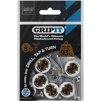 Gripit 20mm Plasterboard Fixing - 8 Pack (Brown) Stud Wall Anchor Max Load 93kg in Brown