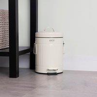 Charles Bentley 3L Retro Steel Waste Rubbish Kitchen Bathroom Mini Pedal Bin in Beige