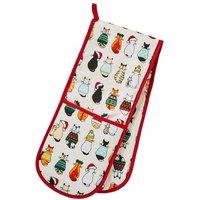 Ulster Weavers 'Christmas Cats in Waiting' Animal Print Double Oven Glove in Red