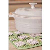 Ulster Weavers 'Woolly Sheep" Animal Print 100% Cotton Pot Mat in Green
