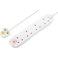 Masterplug 4 Socket 4m Surge Protected Lead 13A White