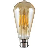 ValueLights B22 Pack of 3 4W Amber Filament Pear Shaped Warm White LED Bulbs in Orange