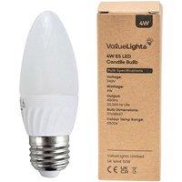 ValueLights E27 Pack of 2 4W Candle Cool White LED Bulbs