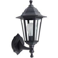 ValueLights Mayfair Traditional Antique Brass Outdoor Night Wall Lamp Lantern Light in Black