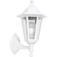 ValueLights Mayfair Traditional Antique Brass Outdoor Night Wall Lamp Lantern Light in White