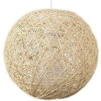 ValueLights Bjorn Small Ratten Wicker Cream Ceiling Pendant Shade