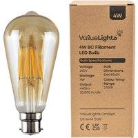 ValueLights B22 4W Amber Filament Pear Shaped Warm White LED Bulb in Orange