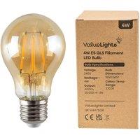ValueLights E27 4W Amber Filament Standard Warm White LED Bulb in Orange