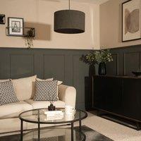 ValueLights Reni Charcoal Grey Boucle Easy Fit Drum Ceiling Lamp Shade | Size: Small