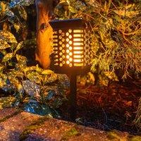 ValueLights Flame Effect Multi Function Solar Lantern Spike Light in Black