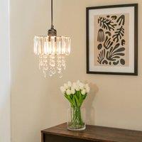 ValueLights Mabel Clear Acrylic Drum Ceiling Pendant Droplet Light Lamp Shade in Silver