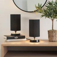 ValueLights Francis Matte Black Dimmable Touch Table Lamp with Fabric Shade