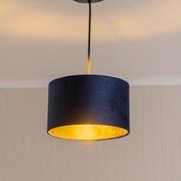 ValueLights Reni Navy Velvet with Metallic Gold Inner Easy Fit Ceiling Lamp Shade in Dark Navy | Size: Small