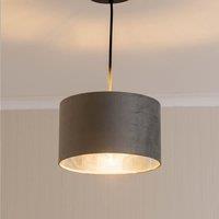 ValueLights Reni Pale Grey Velvet with Chrome Inner Easy Fit Ceiling Lamp Shade | Size: Small