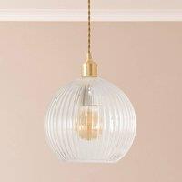 ValueLights Maddison Clear Ribbed Glass Globe Easy Fit Pendant Lamp Shade