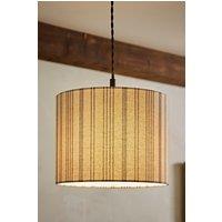 ValueLights Hallie Natural Linen Stripe Detail Drum Ceiling Pendant Lamp Shade | Size: Small